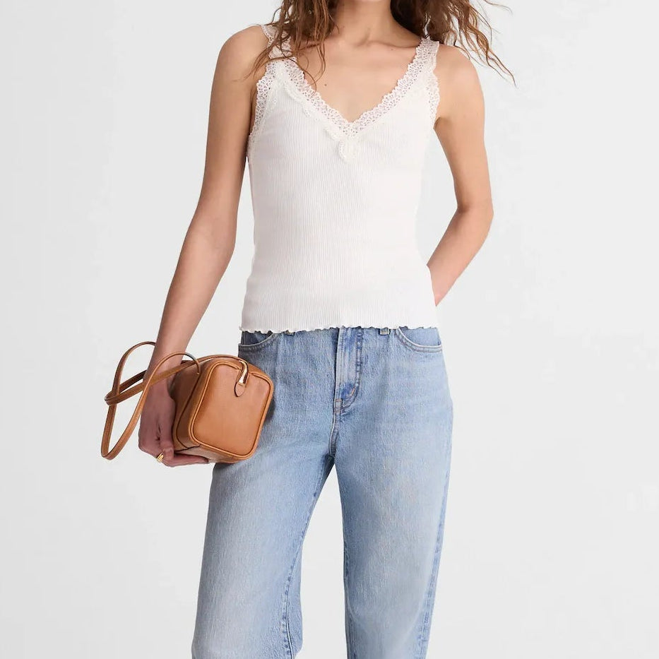 Women's white V neck camisole